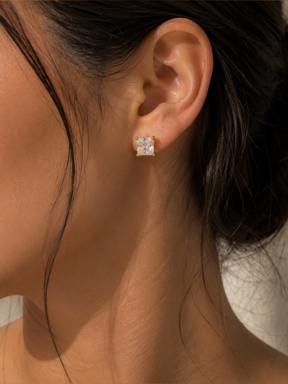 18K Gold Plated Cubic Zirconia Stud Earrings